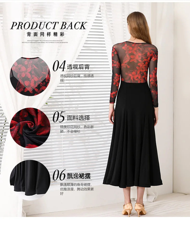 Customized Modern Dance Dress National Standard Dance Dress Social Waltz Grand Swing Skirt Ballroom Dance Competition Dresses