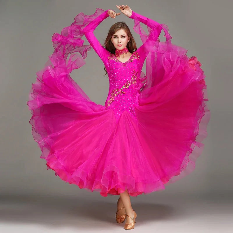 Customized Modern Dance Dress Performance National Standard Dance Dress Balloom Competition Dress for Women