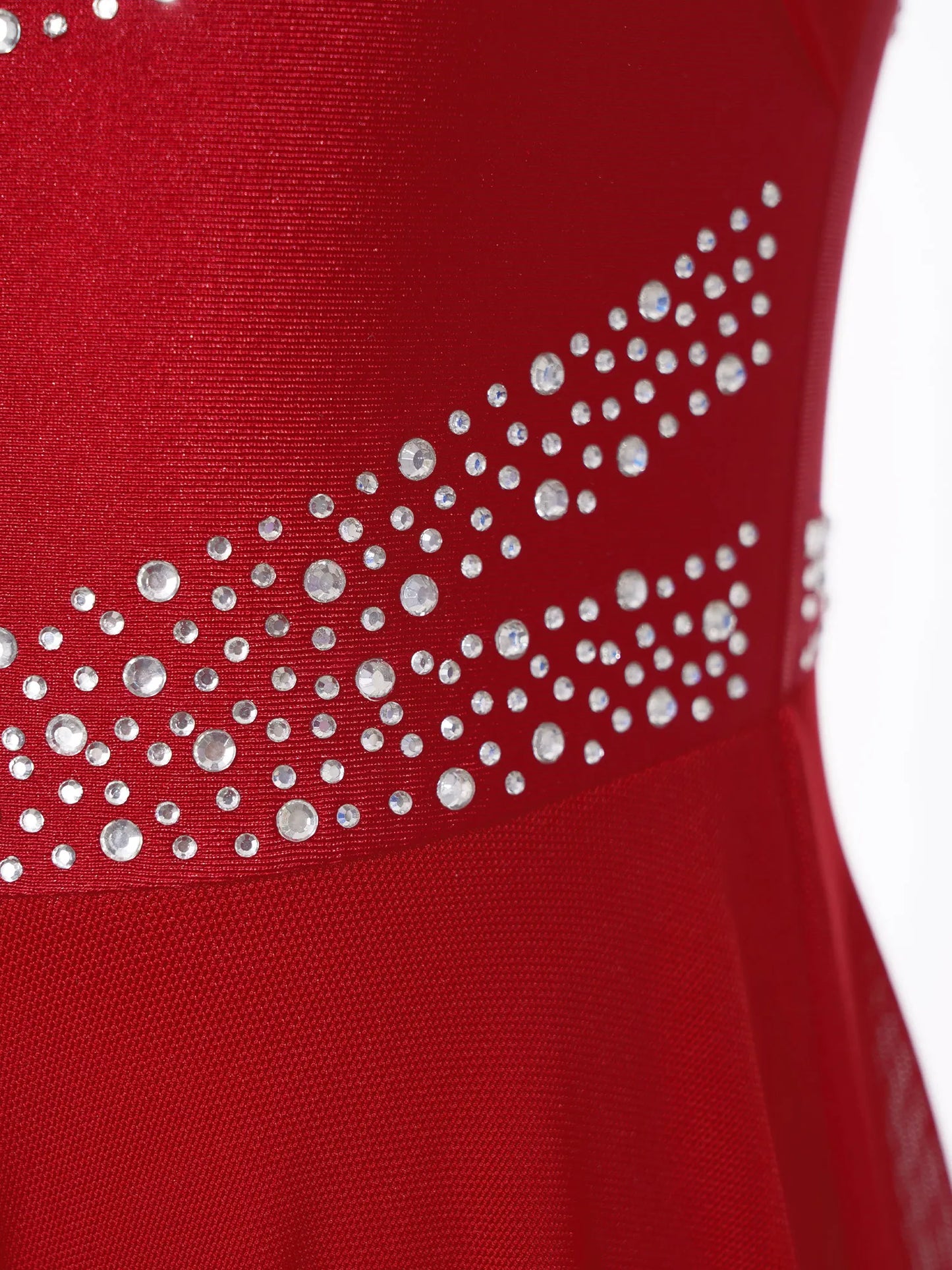 Kids Girls Rhythmic Gymnastics Ballet Lyrical Latin Dance Costume Rhinestone Ruched Leotard Waltz Tango Ballet Jersey Dresses