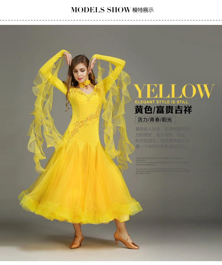 Customized Modern Dance Dress Performance National Standard Dance Dress Balloom Competition Dress for Women