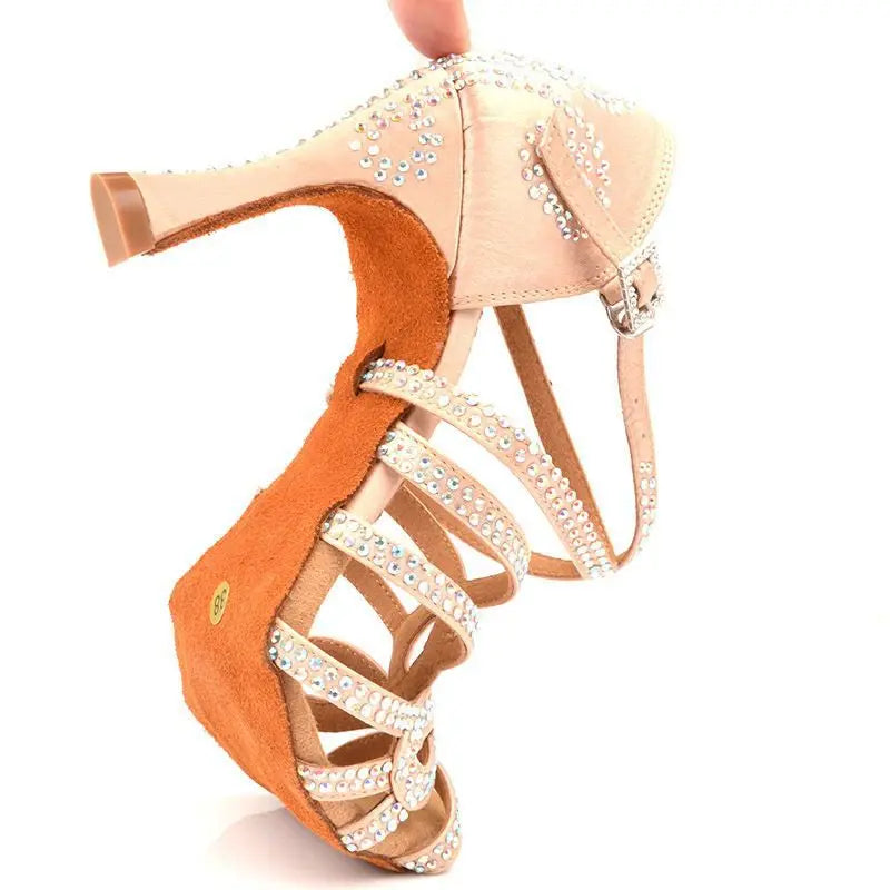 Black Diamond Latin Dance Shoes Female Adult High Heel Sandals Samba Hall Party Social salsa Dance Shoes for women 스니커즈