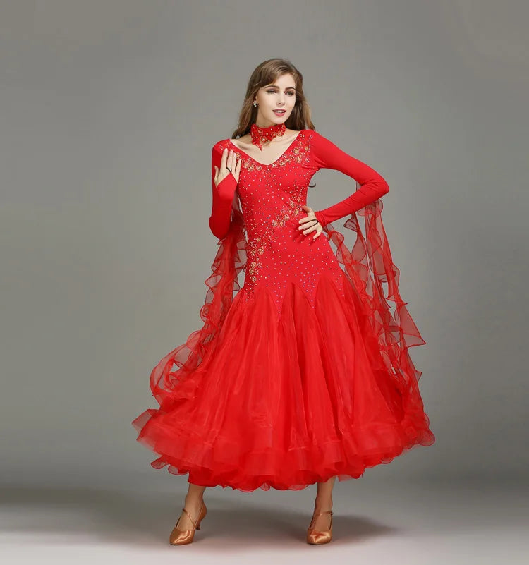 Customized Modern Dance Dress Performance National Standard Dance Dress Balloom Competition Dress for Women