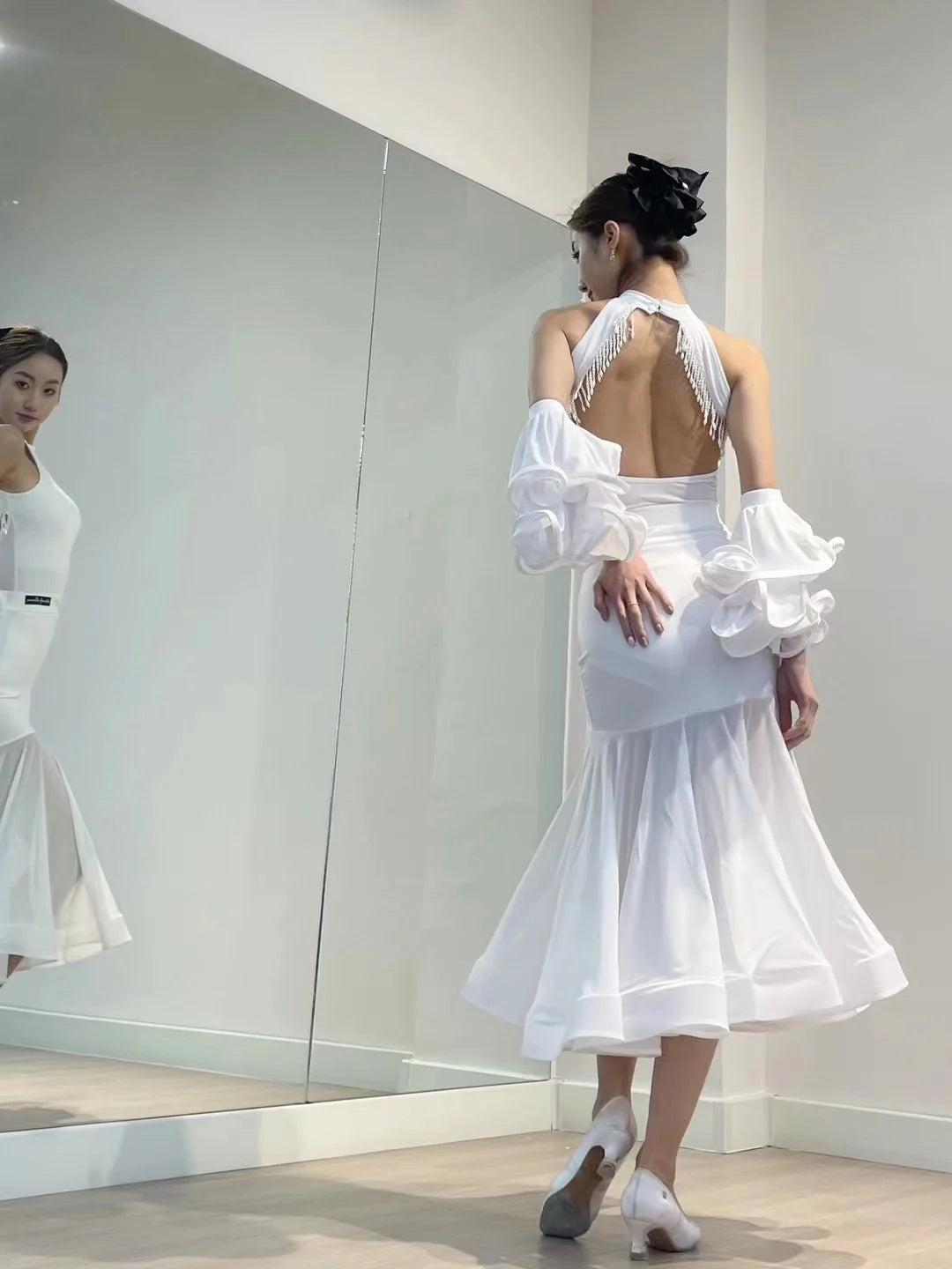 2024 Ballroom Dance Dress For Women Sexy Backless Big Swing Skirts Suit Adult Waltz Modern Dance Performance Clothing DQS15600