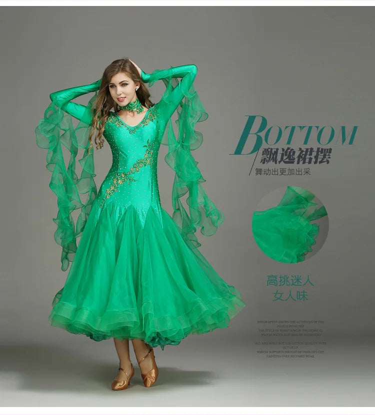 Customized Modern Dance Dress Performance National Standard Dance Dress Balloom Competition Dress for Women