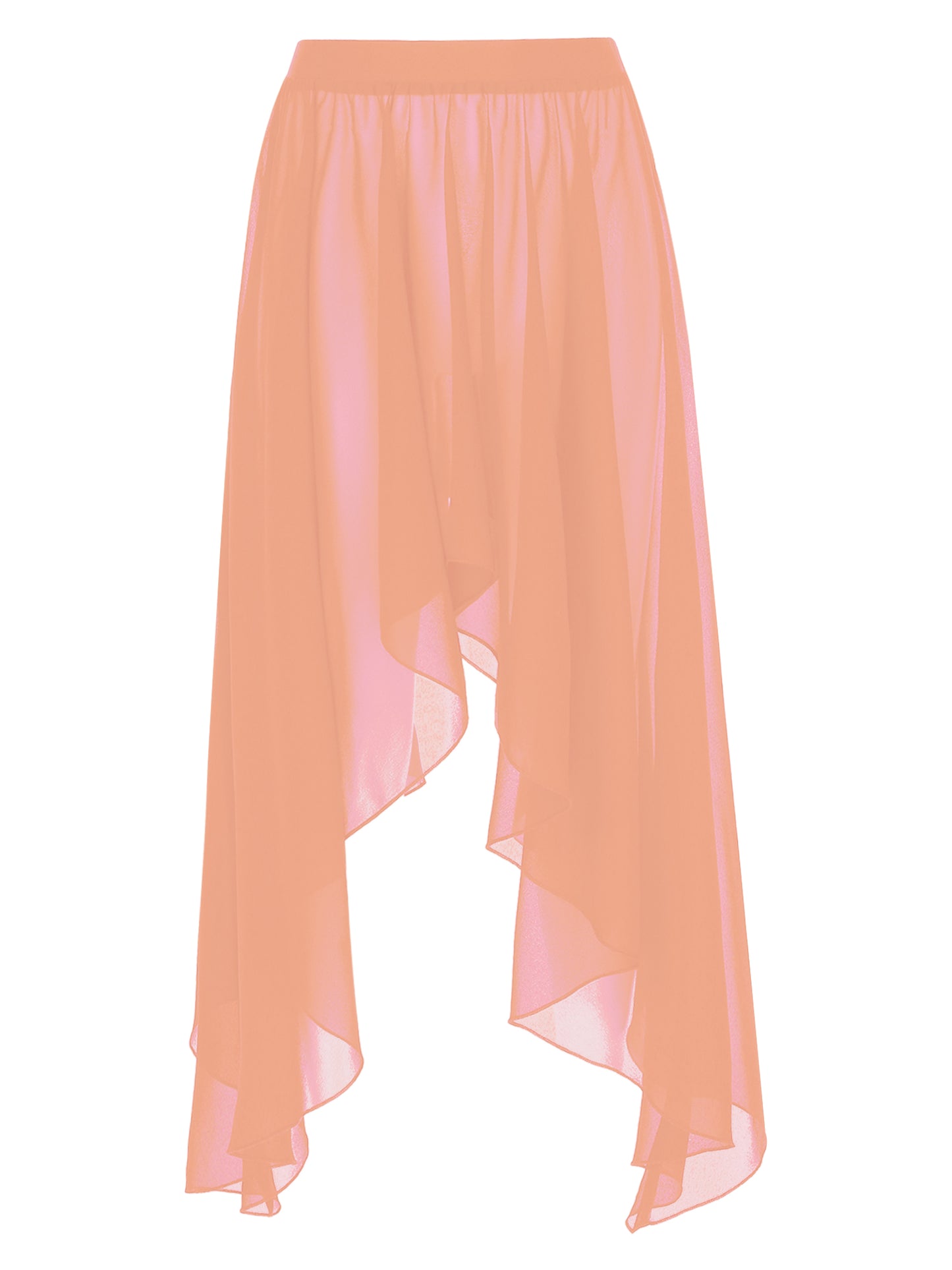 Women Adult Ballet Training Clothes Asymmetrical Sheer Chiffon Skirts Girls Middle Mesh Skirt Tulle Skirt Dance Stage Costume
