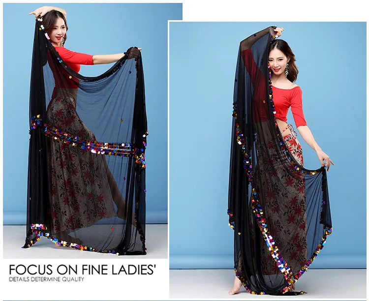 Vibrant Red Drape Shawl with Multicolor Pom-Pom Trim – Flowing Dance Cape, Festival Shawl, Decorative Red Drapery for Stage & Fashion