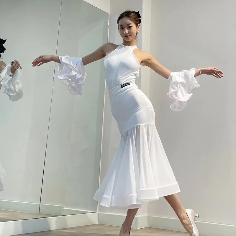 2024 Ballroom Dance Dress For Women Sexy Backless Big Swing Skirts Suit Adult Waltz Modern Dance Performance Clothing DQS15600