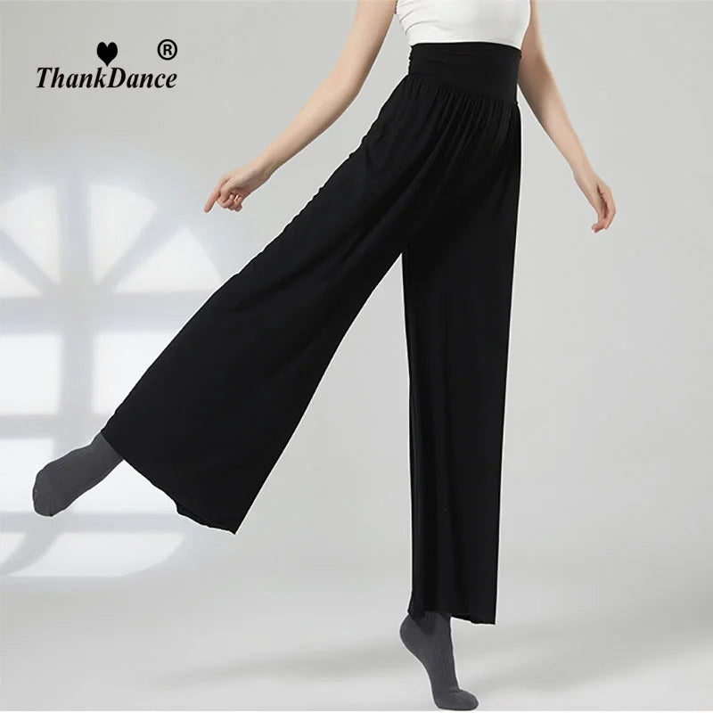 Modern Dance Pant Women High Waist National Standard Dance Pants Latin Dance Loose Pants Training Pant Cha Cha Trousers