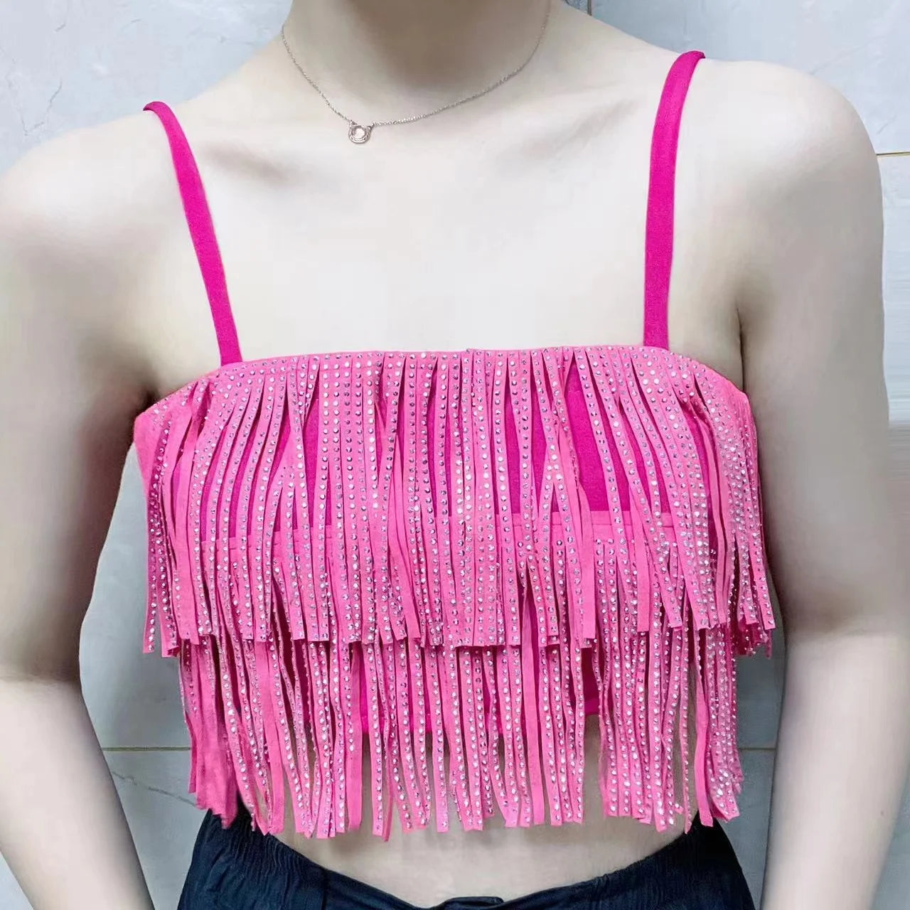 Women Skirt Fashion 2025 New Autumn High Waist Belt Multi Layer Short Heavy Drilling Rhinestones Fringed Skirt with Cake A Line