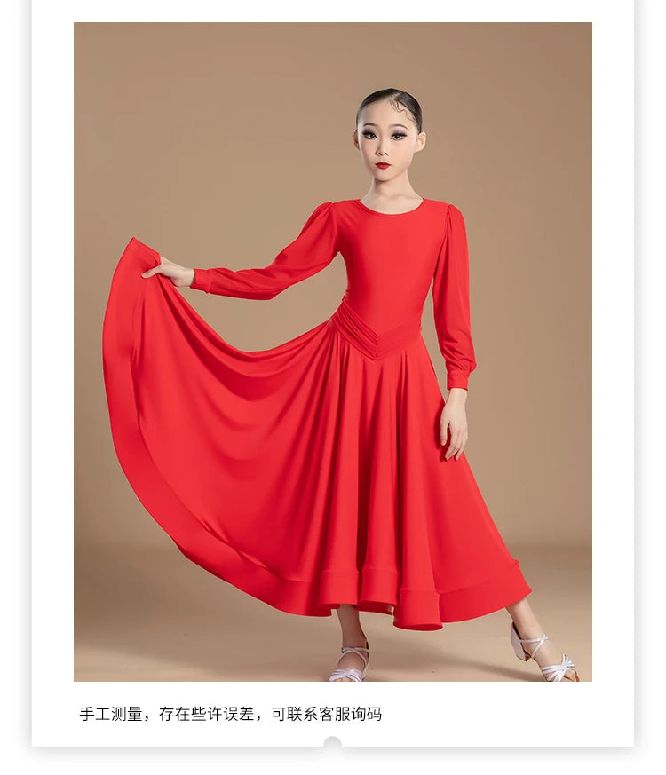 Ballroom Dance Dress White Waltz Dress Standard Modern Dance Competition Dresses for Girl Ballroom Training Dancewear Red 2753