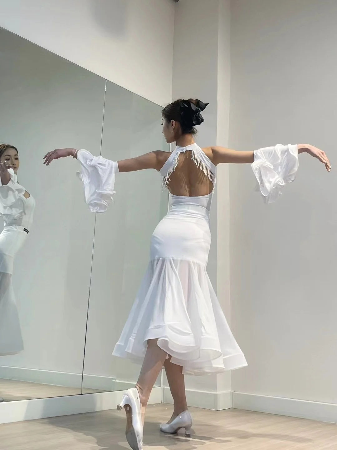 2024 Ballroom Dance Dress For Women Sexy Backless Big Swing Skirts Suit Adult Waltz Modern Dance Performance Clothing DQS15600