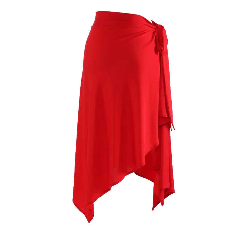 Women Modern Dance Skirt Ballroom Adult National Standard Social Dancewear Triangular Binder Lace-up Skirt Performance Costume