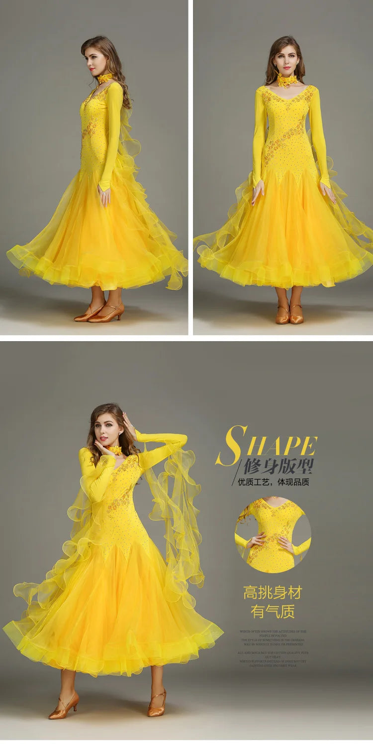 Customized Modern Dance Dress Performance National Standard Dance Dress Balloom Competition Dress for Women