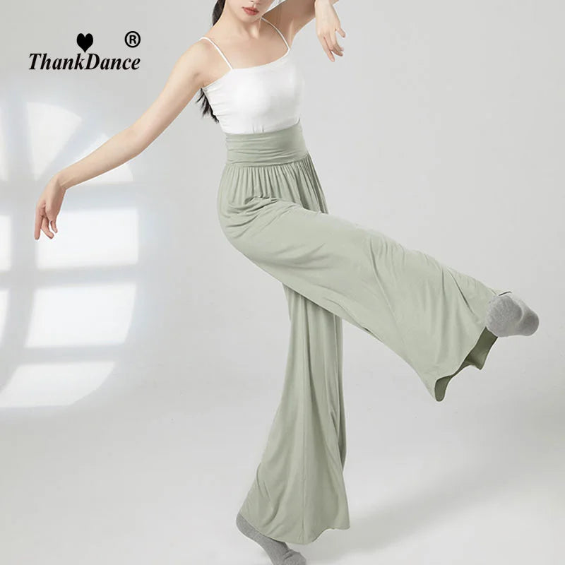 Modern Dance Pant Women High Waist National Standard Dance Pants Latin Dance Loose Pants Training Pant Cha Cha Trousers