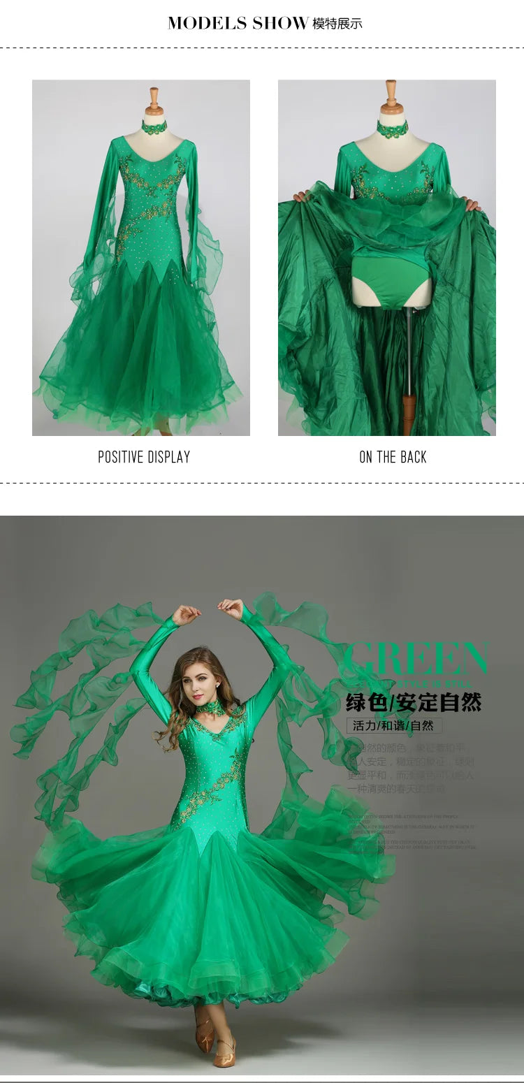 Customized Modern Dance Dress Performance National Standard Dance Dress Balloom Competition Dress for Women