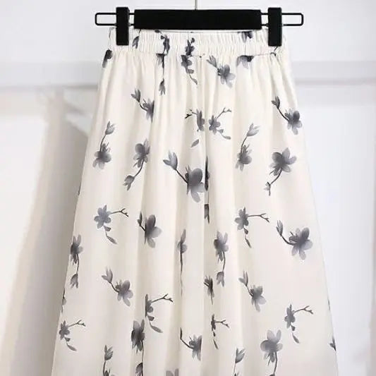 French Floral Skirt for Women with High Waist Covering Hips to Make Them Look Slim Mid-length A-line Skirt for the Forest