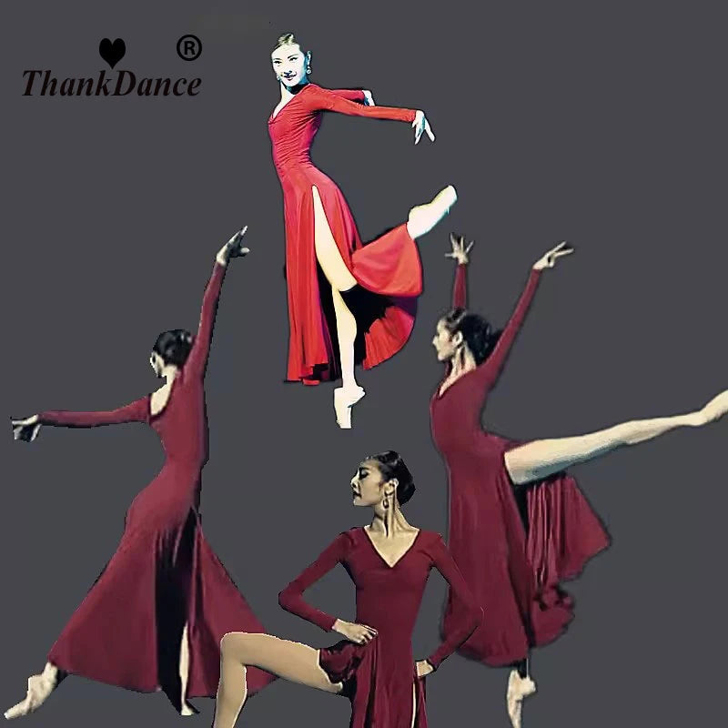 2023 Ballroom Waltz Modern Dance Dress Ballet Dance Competition Dresses Standard Ballet Red Dancing Clothes Long Tango Dress