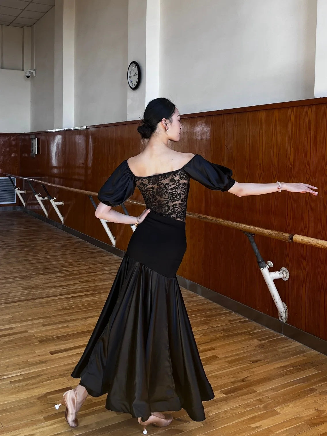 Ballroom Dress Women Performance Clothing Standard Modern Dance Outfit Lace Off Shoulder Dance Leotard Skirt Waltz Dress VBH1935