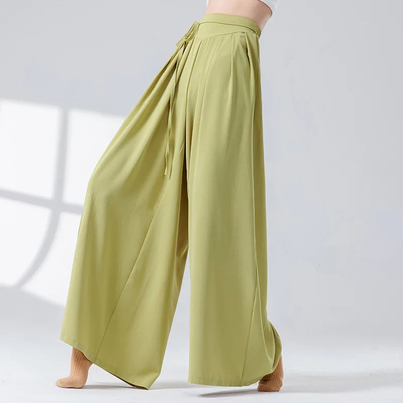 Women Dance Skirt Pant Stage Clothes Classical Modern National Dancer Practice Culottes Wide Leg Flowy Hanfu Folk Body Show