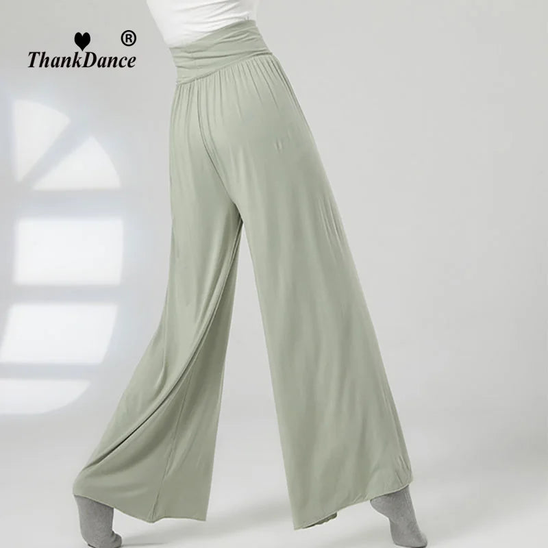 Modern Dance Pant Women High Waist National Standard Dance Pants Latin Dance Loose Pants Training Pant Cha Cha Trousers