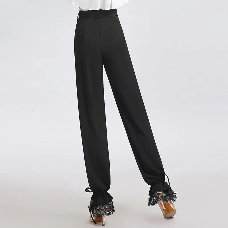 2025New Latin Dance Pants Women Performance National Standard Waltz Trousers Ladies Black Modern Ballroom Dancewear Costumes