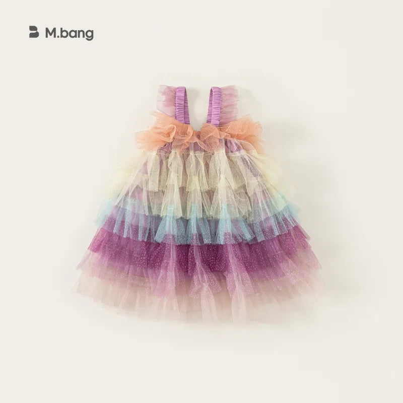 Girls' Princess Dress 2025 Summer New Vest Baby Girl Cake Dress, Children's Beautiful Colorful Clothing