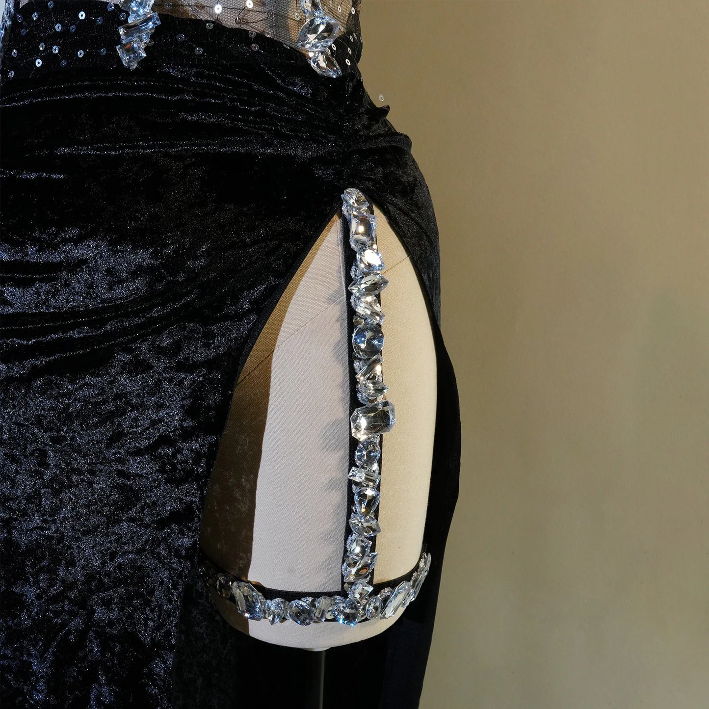 Glamorous Diamond Dance Dress Women Sexy Long Skirt Stage Costume Singer Performance Outfit Elastic Waist GoGo Nightclub Wear