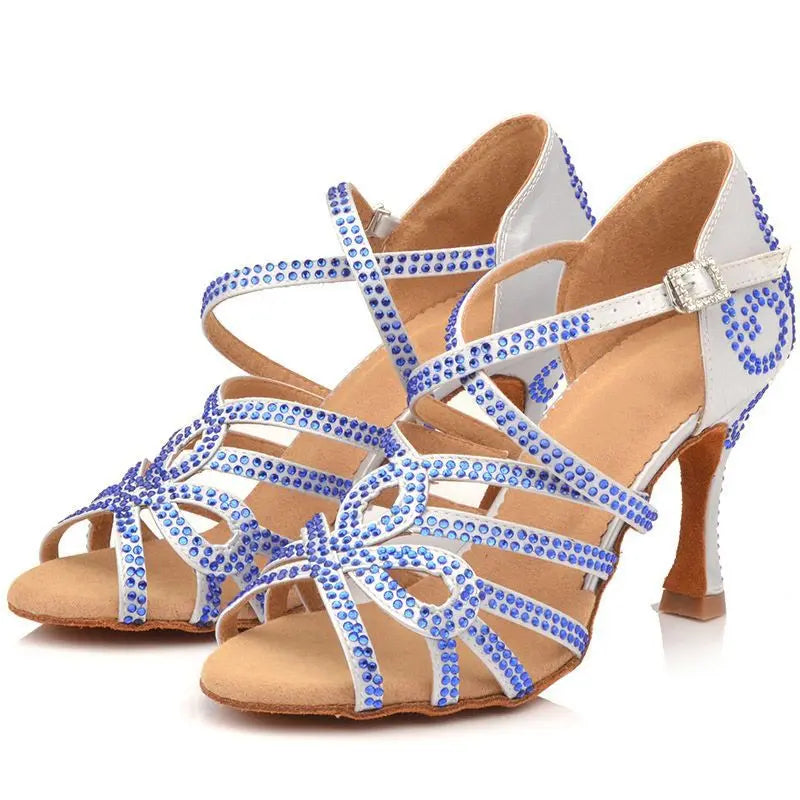 Black Diamond Latin Dance Shoes Female Adult High Heel Sandals Samba Hall Party Social salsa Dance Shoes for women 스니커즈