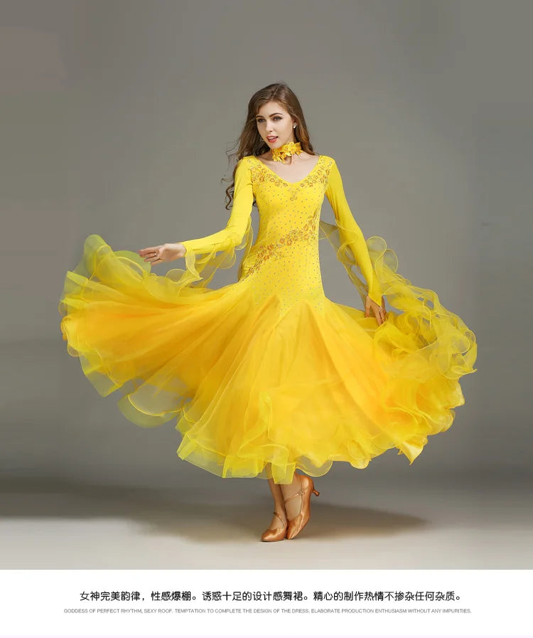 Customized Modern Dance Dress Performance National Standard Dance Dress Balloom Competition Dress for Women