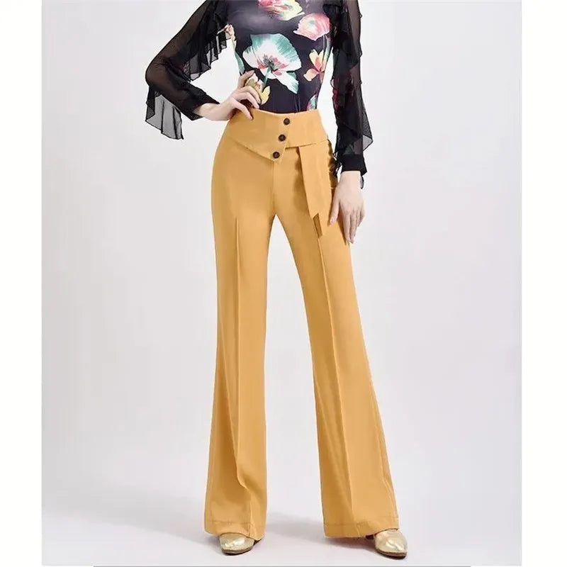 Wide-Leg Women Pants High Waist Latin Dance National Standard Dance Modern Dance Samba Acrobatics Square Dance Social Dance