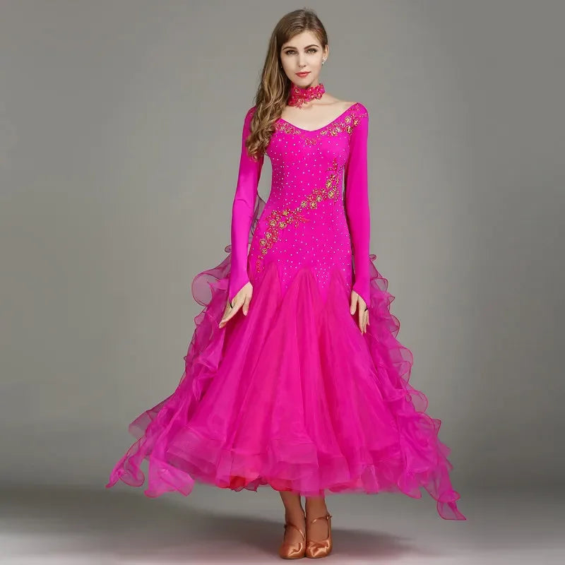 Customized Modern Dance Dress Performance National Standard Dance Dress Balloom Competition Dress for Women