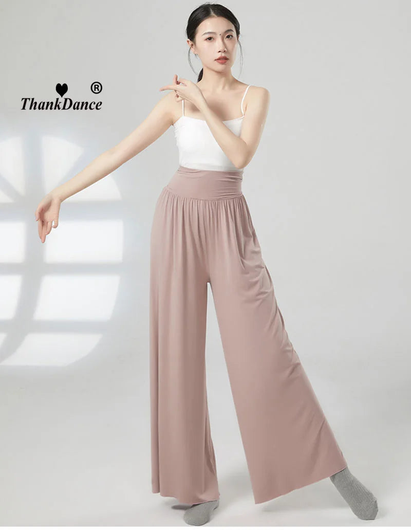 Modern Dance Pant Women High Waist National Standard Dance Pants Latin Dance Loose Pants Training Pant Cha Cha Trousers