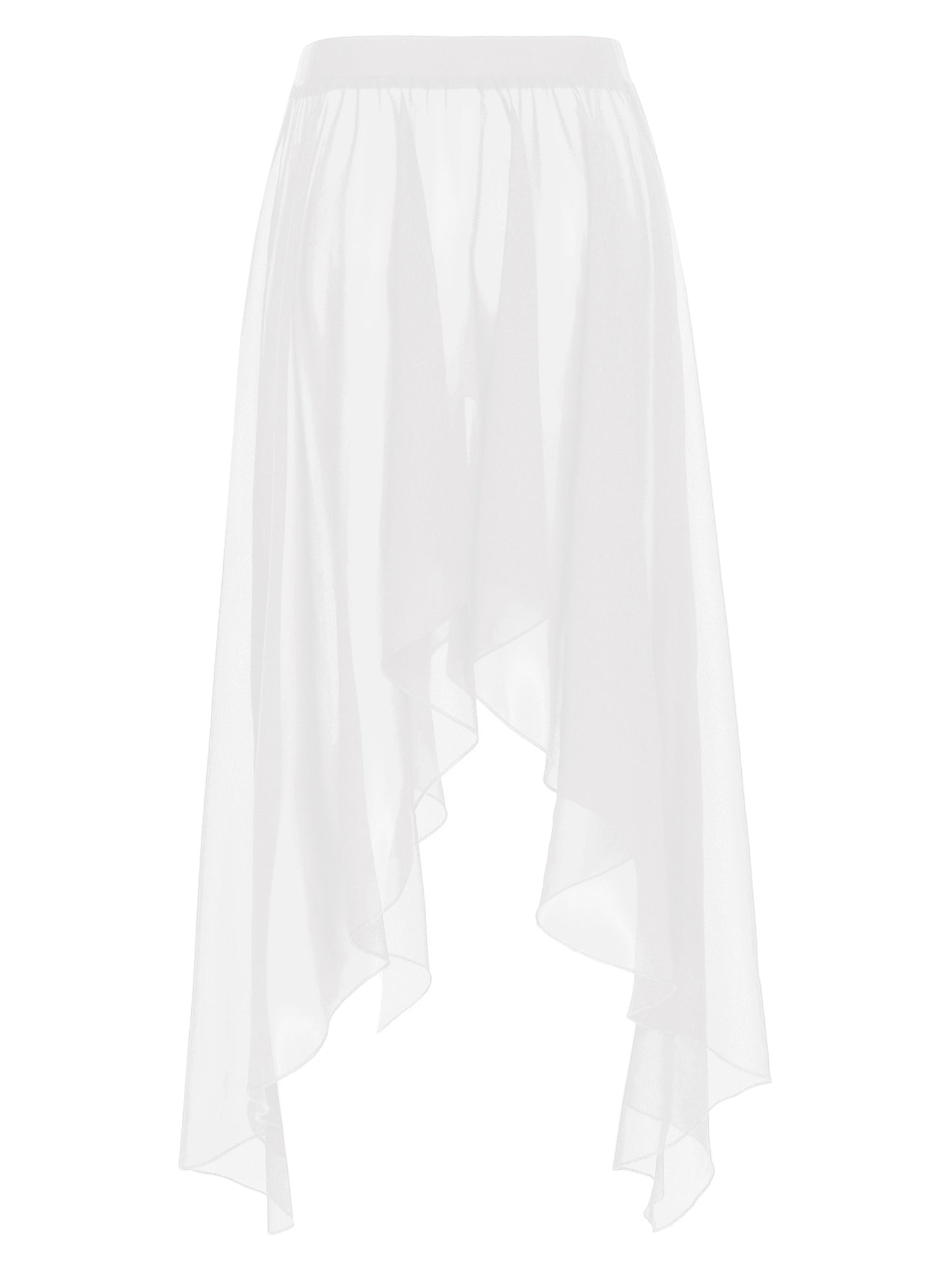 Women Adult Ballet Training Clothes Asymmetrical Sheer Chiffon Skirts Girls Middle Mesh Skirt Tulle Skirt Dance Stage Costume