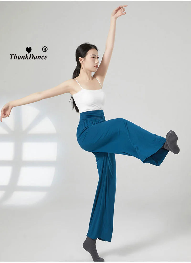 Modern Dance Pant Women High Waist National Standard Dance Pants Latin Dance Loose Pants Training Pant Cha Cha Trousers