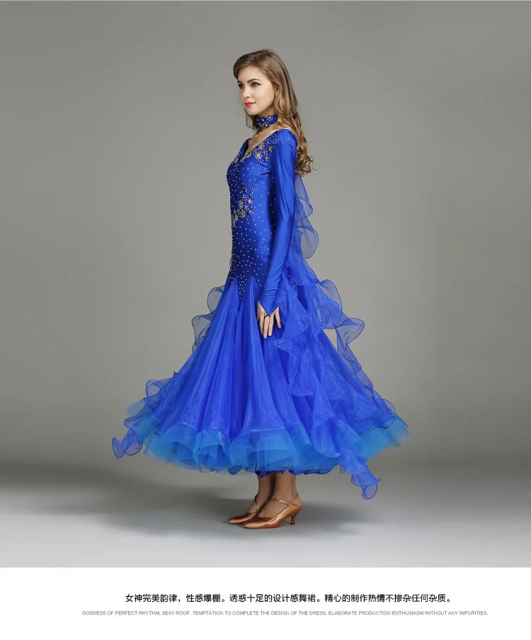 Customized Modern Dance Dress Performance National Standard Dance Dress Balloom Competition Dress for Women