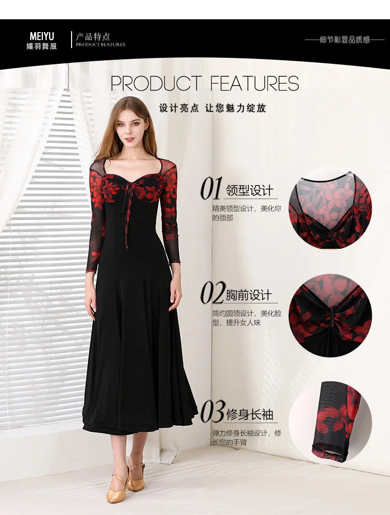 Customized Modern Dance Dress National Standard Dance Dress Social Waltz Grand Swing Skirt Ballroom Dance Competition Dresses