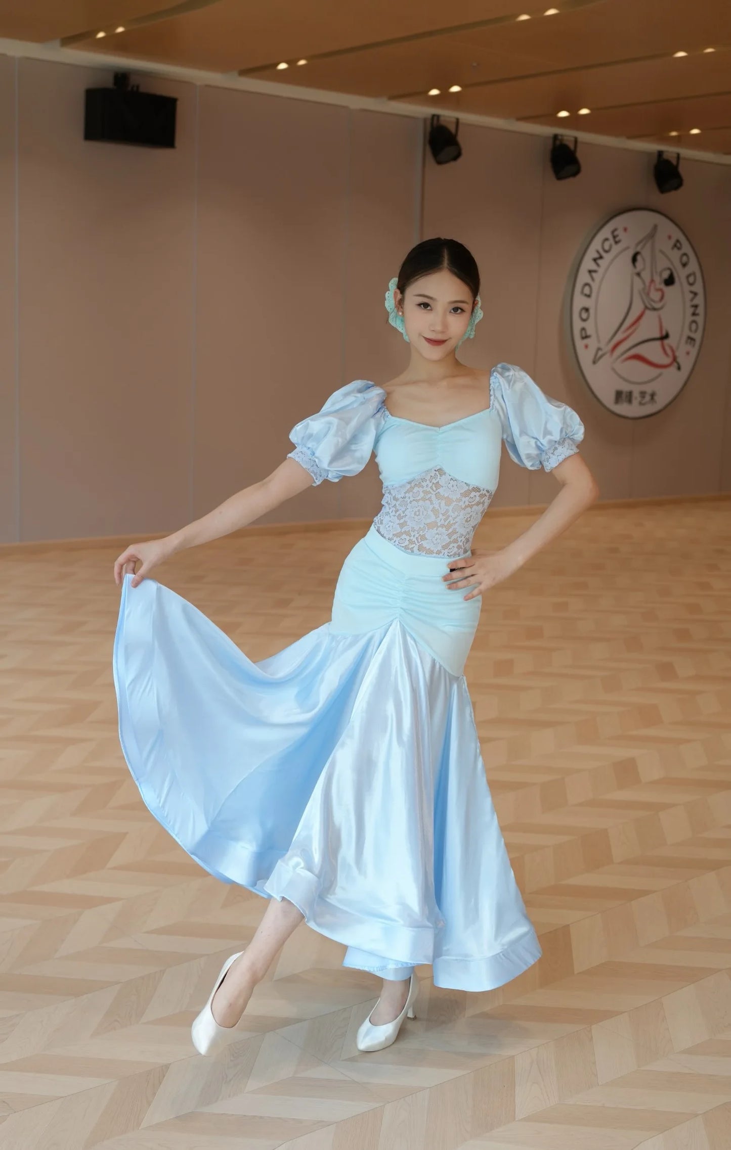 Ballroom Dress Women Performance Clothing Standard Modern Dance Outfit Lace Off Shoulder Dance Leotard Skirt Waltz Dress VBH1935