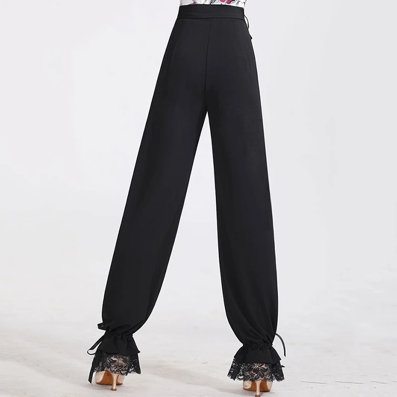 2025New Latin Dance Pants Women Performance National Standard Waltz Trousers Ladies Black Modern Ballroom Dancewear Costumes