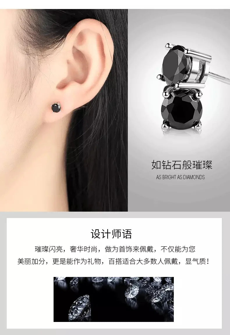 Black Diamond Solid S925 Silver Earring for Women Waterdrop Classic Pearl Earrings Carved Gemstone Garnet Earrings for Jewelry