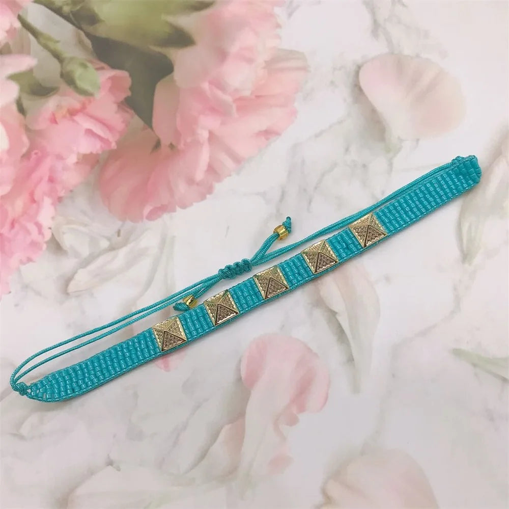 ZHONGVI Boho MIYUKI Tassel Bracelet Armband with 3D Flower Design Warped Rivet Bileklik for Women Fashionable Jewelry Gift