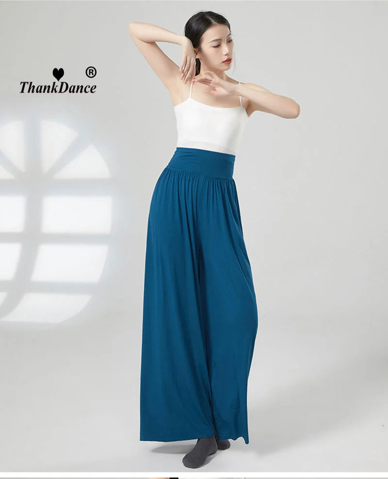 Modern Dance Pant Women High Waist National Standard Dance Pants Latin Dance Loose Pants Training Pant Cha Cha Trousers