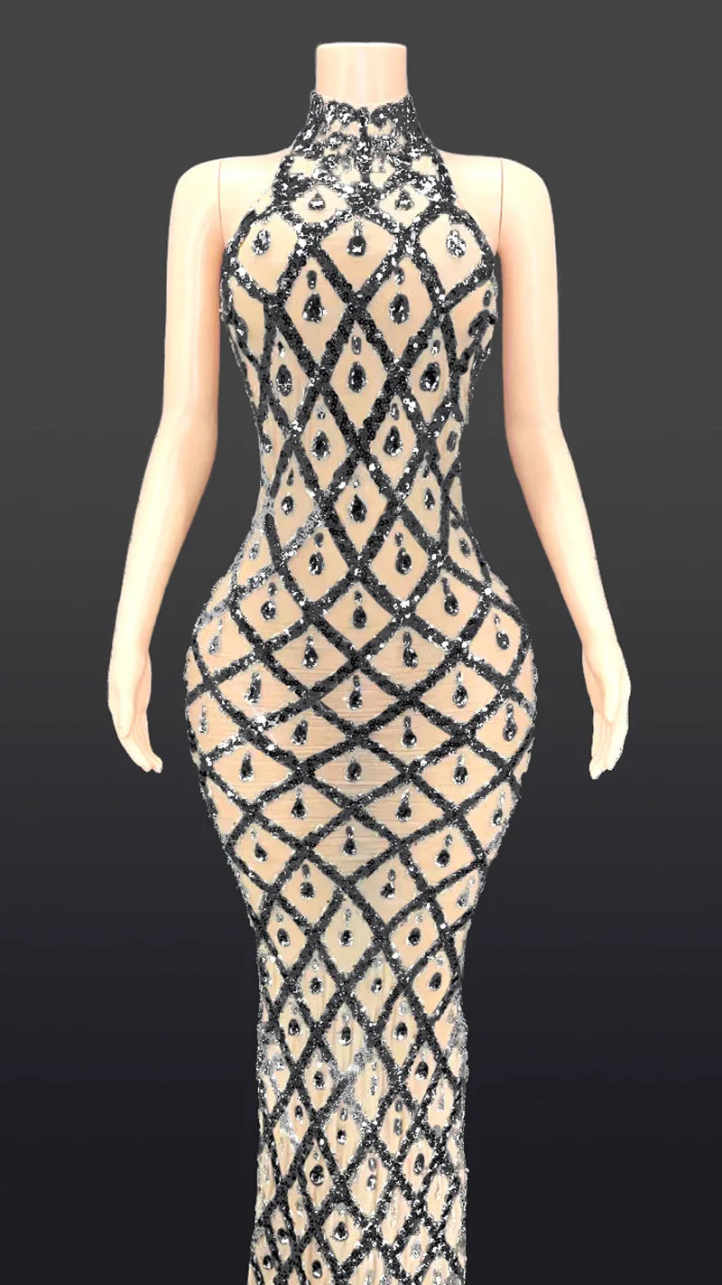 Customized Red Background Red Diamond Dress Nightclub Bar Female Singer DJDSgogo Performance Costume Stage Dress for Women
