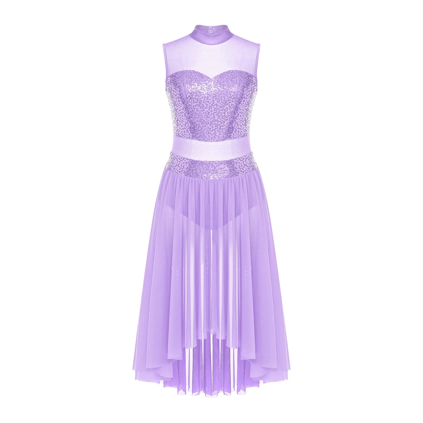 Navy Blue Sequin Bodice with Sheer Mesh Skirt – Dance Dress with Criss-Cross Back, Ballroom & Party Gown