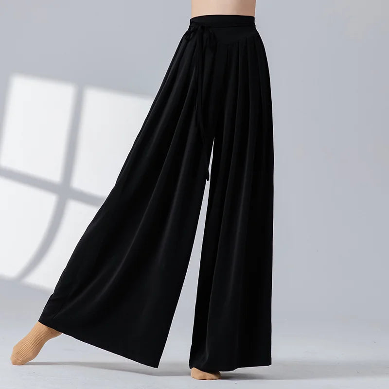 Women Dance Skirt Pant Stage Clothes Classical Modern National Dancer Practice Culottes Wide Leg Flowy Hanfu Folk Body Show