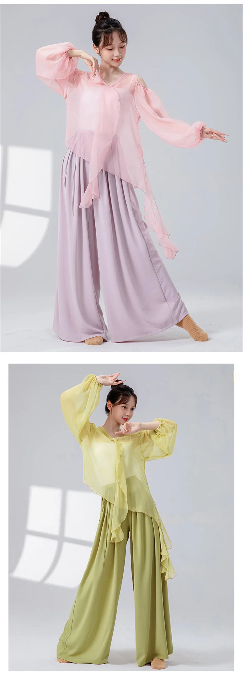 Women Dance Skirt Pant Stage Clothes Classical Modern National Dancer Practice Culottes Wide Leg Flowy Hanfu Folk Body Show
