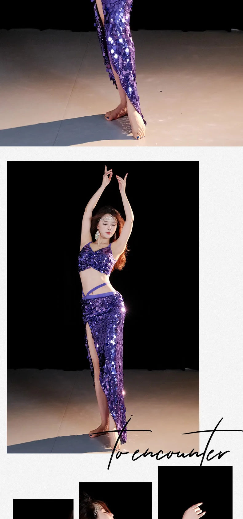 Emerald Green Sequin Skirt with Matching Crop Top – Sparkling Dance Dress, Stage Performance Gown, Ethereal Evening Ensemble