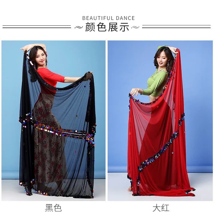 Vibrant Red Drape Shawl with Multicolor Pom-Pom Trim – Flowing Dance Cape, Festival Shawl, Decorative Red Drapery for Stage & Fashion