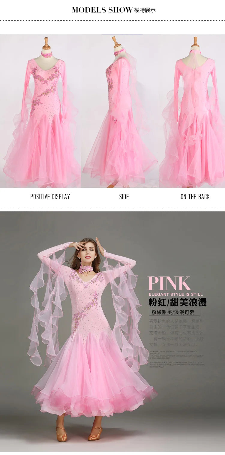 Customized Modern Dance Dress Performance National Standard Dance Dress Balloom Competition Dress for Women
