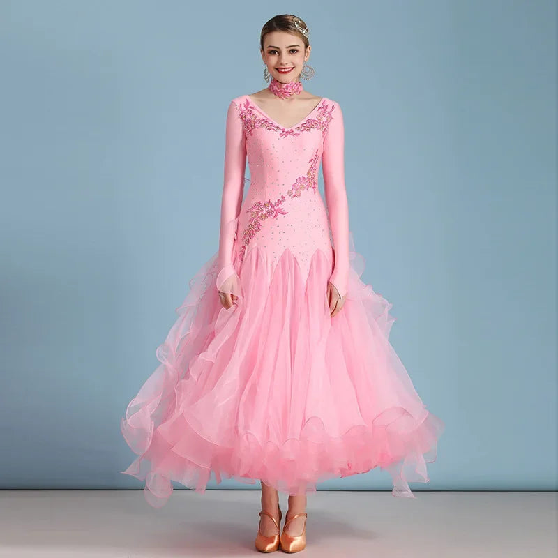 Customized Modern Dance Dress Performance National Standard Dance Dress Balloom Competition Dress for Women