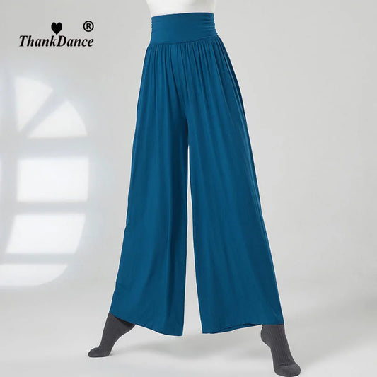 Modern Dance Pant Women High Waist National Standard Dance Pants Latin Dance Loose Pants Training Pant Cha Cha Trousers